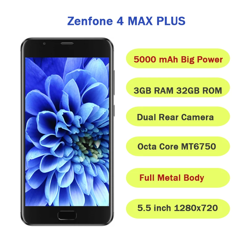 Смартфон ASUS Zenfone 4 Max Plus X015D, 5,5 дюймов, Android 7,0, 3 Гб ОЗУ, MT6750, отпечаток пальца, ID, аккумулятор 5000 мАч, мобильный телефон