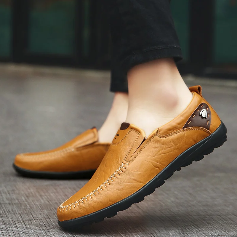 

Fashion Casual Leather Men's Shoes Comfortable Mens Loafers Genuine Leather Summer Shoes Men Moccasins Shoes Slip on Big Size