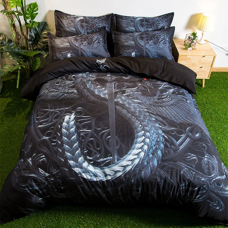 Набор постельного белья из серии "Темный Дракон", набор пододеяльников, наволочки, домашний текстиль, постельное белье, комплекты постельного белья