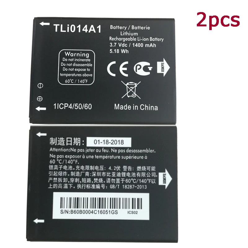 

2Pcs TLi014A1 Battery Li-Ion Rechargeable 3.7V for Alcatel Pixi 3 4.5" 4027 4027A 4027D 4027X 4010 4010D 4012 4030 403 Phone