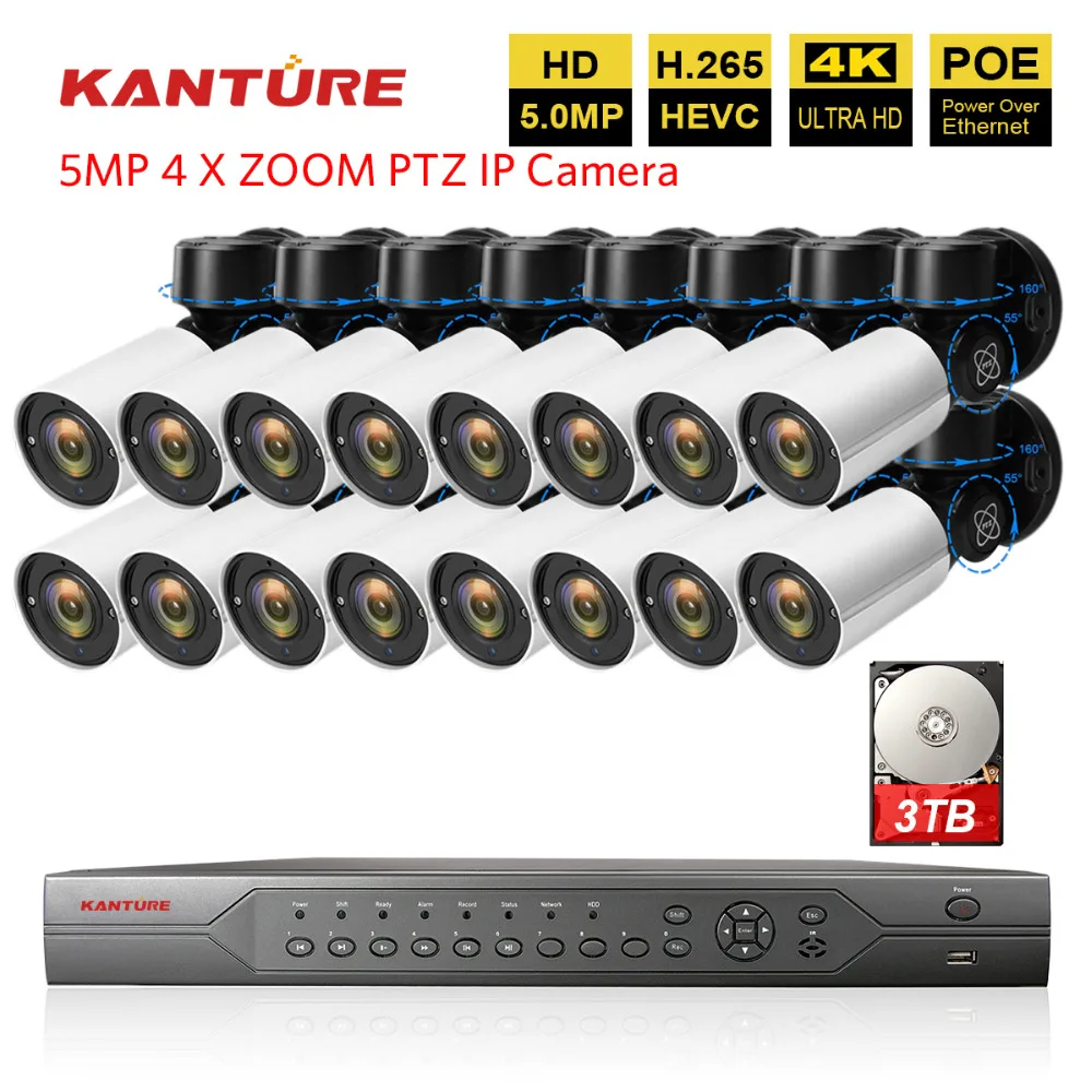 

H.265 16CH 5MP POE NVR System 16pcs Super 5MP 4XOptical Zoom security Outdoor day night POE IP cameras 2.8-12mm Auto focus lens