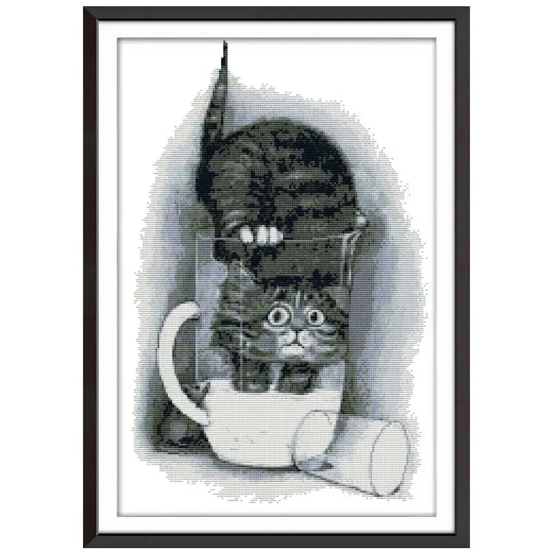 

Greedy cat animals painting counted printed on the canvas DMC 11CT 14CT DIY kits Cross Stitch embroidery needlework Sets