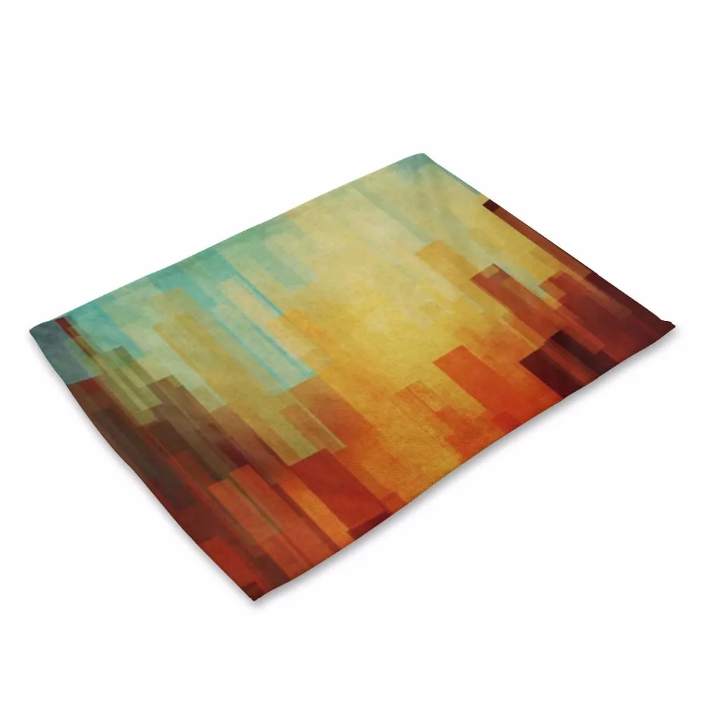 Geometry Pattern Table Mat Colorful Printing Table Napkin Polyester Cotton Placemat Kitchen Decoration Dining Accessories