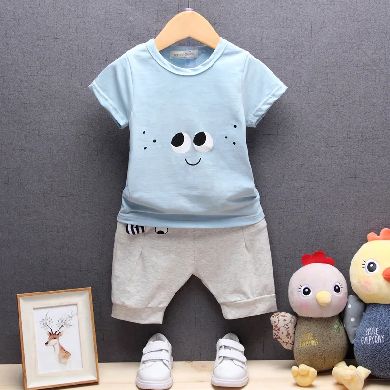 

Retail Children's Clothing Cartoon Pattern T-shirt & Bottom Boy's Set Summer Baby Boy 2 Pieces Sets LKC145