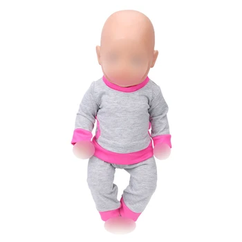 

Doll clothes Casual grey suit pajamas pants fit 43 cm baby dolls and 18 inch Girl dolls clothing accessories f422