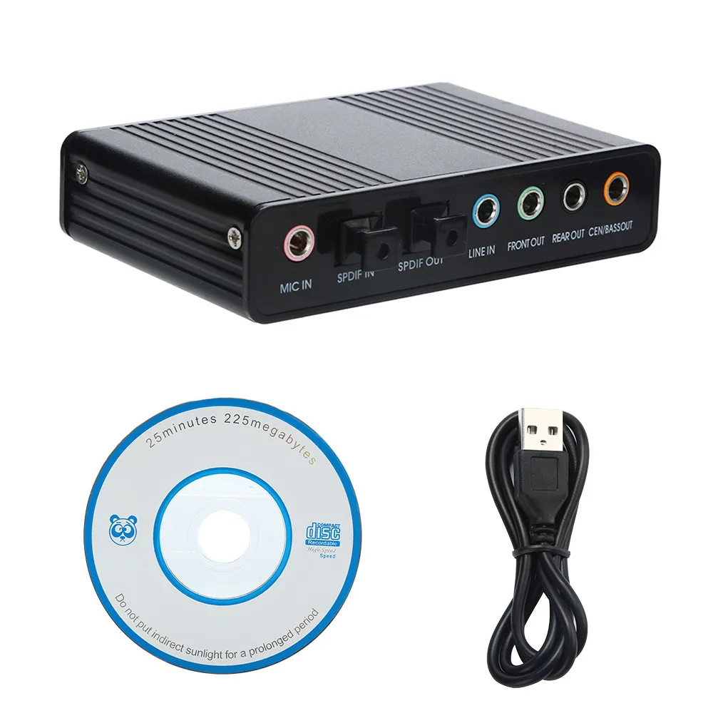 USB Внешняя 6 канальная оптическая звуковая карта 5 1 SPDIF аудио 3 мм Mic in Jack