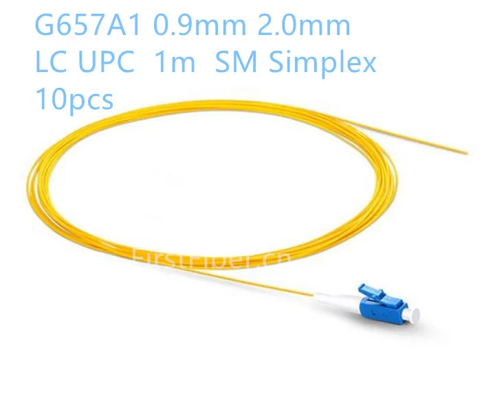 FirstFiber 1m 10pcs LC PC UPC fiber Pigtail cable G657 Simplex 9/125 Single Mode Fiber Optic 0.9mm 2.0mm PVC Jacket | Мобильные
