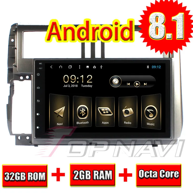  Auto Plug&Play Radio for Toyota PRADO 2010 2011 2012 2013 Android 8.1 Topnavi Octa Core Car Bluetoo
