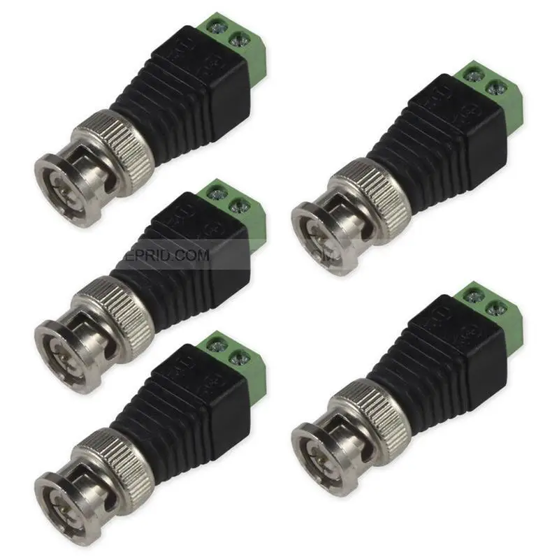 

5pcs CAT5 To Camera CCTV Video Balun BNC Male Plug AV Screw Terminal Connector