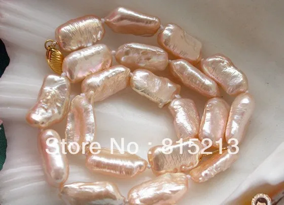 

ddh00522 25mm dens pink biwa freshwater pearl necklace