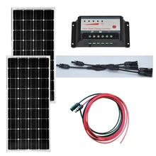 Kit Zonnepaneel 100w 12v2 Pcs Solar Panels 200w Solar Charge Controller 12v PV Cable Connector Marine