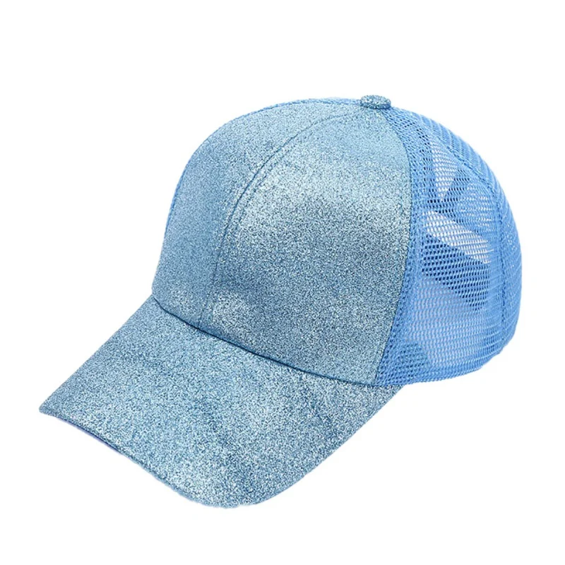 Кроссовки Кепки Для женщин Для мужчин Bling блесток Snapback шляпа летние грязные Бун сетчатые шляпы регулируемый спортивные шапки - Цвет: Blue