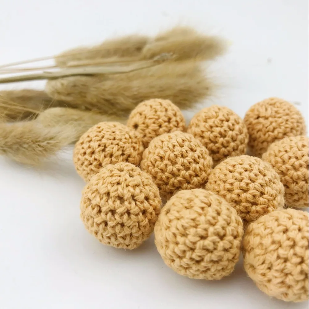 Goede Baby Bijtring Gehaakte Kralen 5 st 20mm Houten Bijtring Baby Auto Opknoping Kinderwagen Accessoires Fopspeen Clip Timber