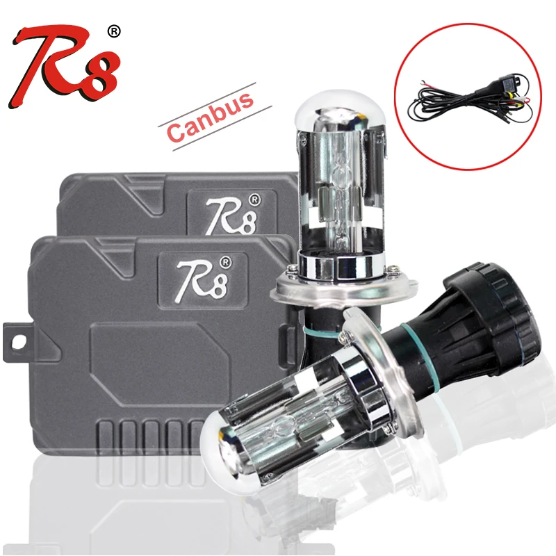 

R8 Factory 55W Canbus Car HID Xenon Kit H4 H13 9004 9007 Hi/Lo Beam Headlight Bulbs 6000K with Relay Harness for Volkswagen GMC
