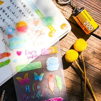 

Cute Colorful Transparent Scrapbooking Sticker Bullet Journal Kawaii Hand Made Decorative Diary Love Stickers Stationery