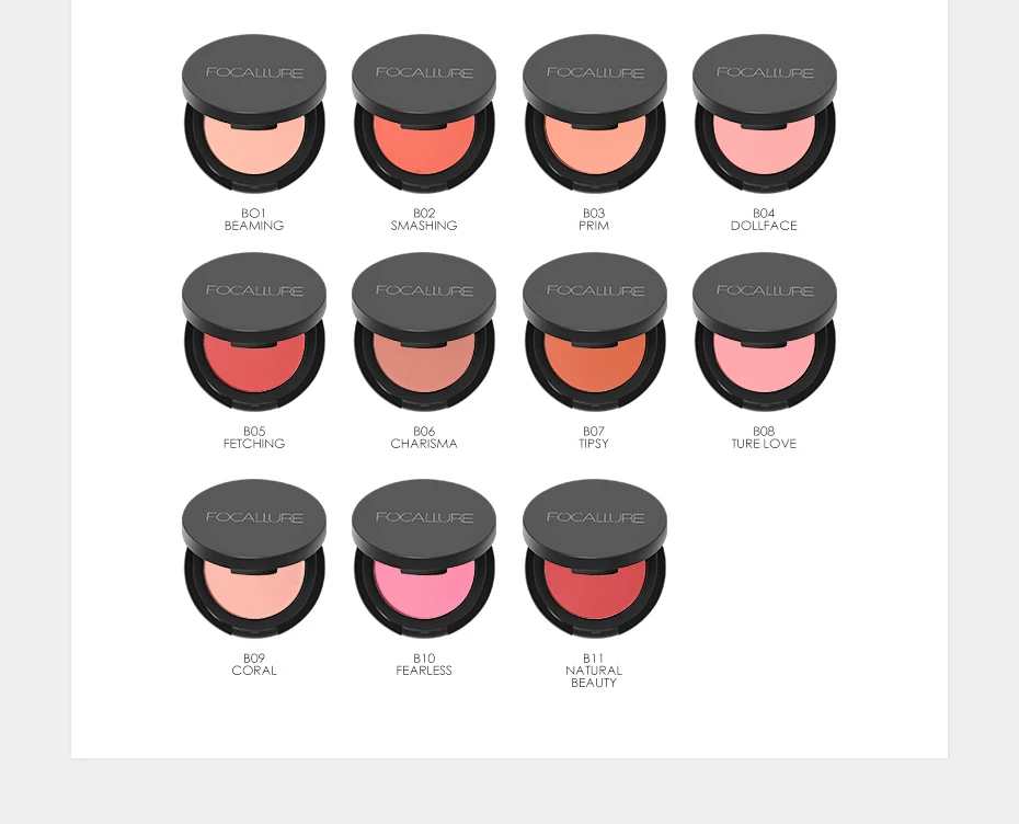 FOCALLURE New Fabulous Genuine 11 colors blush Soymilk matte pearl rouge Blush High Quality Make Up Face Blusher