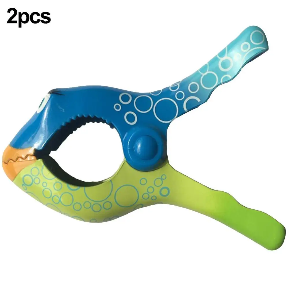 

2Pcs Stronging Plastic Clips Fish Type Beach Towel Clamp To Prevent The Wind Clamp Clothes Pegs Drying Racks Thickening Clip