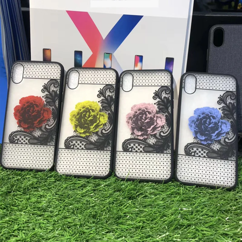 

Tfshining Silicone TPU Phone Case For apple iPhone 6s 7 8 Plus Sexy Lace Flower Matte Back Cover Hard PC Cases For iPhone X Para
