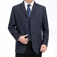 WAEOLSA Men Little Plaid Blazers Gris Suit Coats Man Check Pattern Blazer Hombre Business Outfits Male Suit Jackets Spring Autum