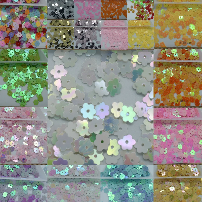 

25g 7mm 6 leaf flat Flower Shape PVC Loose Sequins Paillettes for Sewing/Wedding Decoration Dress Garment Kid DIY Accessory