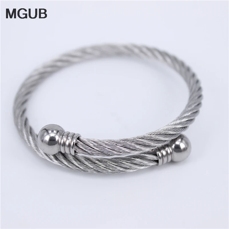 Wholesale Factory Price Three styles Adjustable Open Cuff Men Women Bracelets Trendy Stainless Steel Simple Bangles LH752