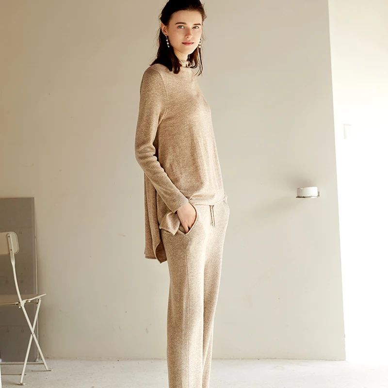 

2018 Winter Women's Sweater and Trousers Set 100% Wool