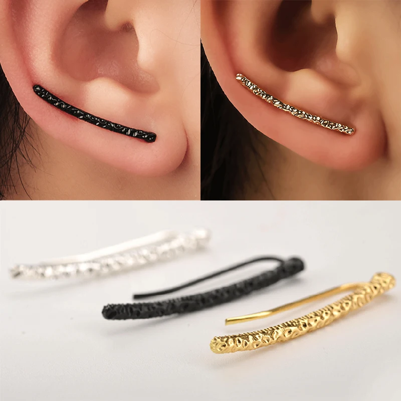 

2018 new 1pcs Jewelry Minimalism Women Fashion Concave and Convex Stereoscopic Simple Alloy Earring Lines Earclip Clip Earring