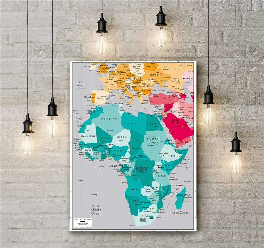 

Africa Map Features Vibrant Colors Clear Image Geography Print Canvas Wall Art Sticker Learning Education Home Decoration Poster