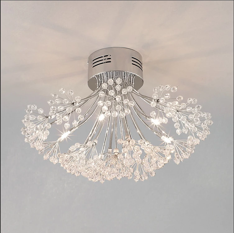 

Modern Dandelion Design Crystal Chandelier Light Dia50*H30cm Lustre LED Crystal Home Lighting Fixture Bedroom Light Kitchen Lamp