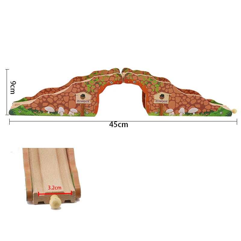 Железнодорожные мосты игрушки деревянный поезд трек развивающие железнодорожные пещеры блоки аксессуары игрушки для детей подарки на день рождения - Цвет: Cave Bridge