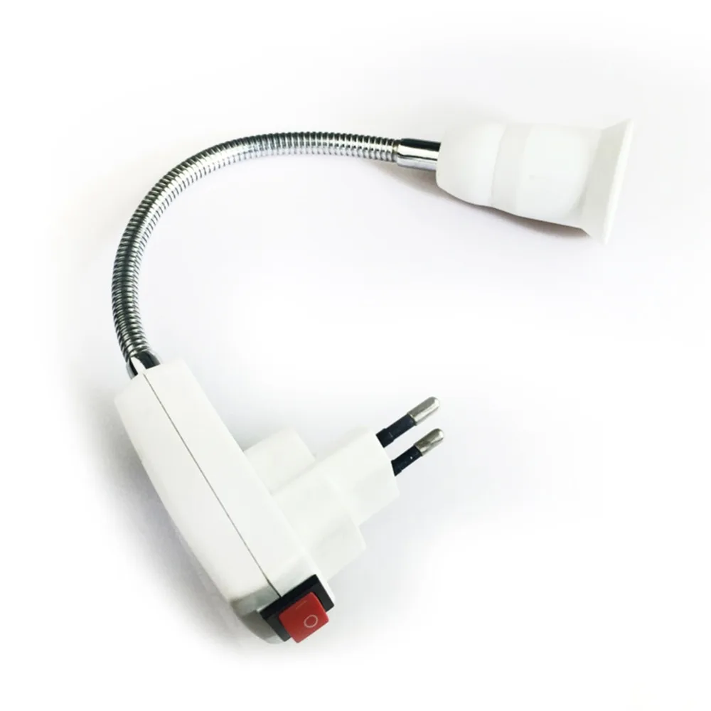 AC 100-240 V E27 20 см Гибкая лампа держатель Держатель для лампы осветительного прибора белый гибкие полосы света конвертер на переключатель включения/выключения разъем адаптера штепсельная вилка европейского стандарта