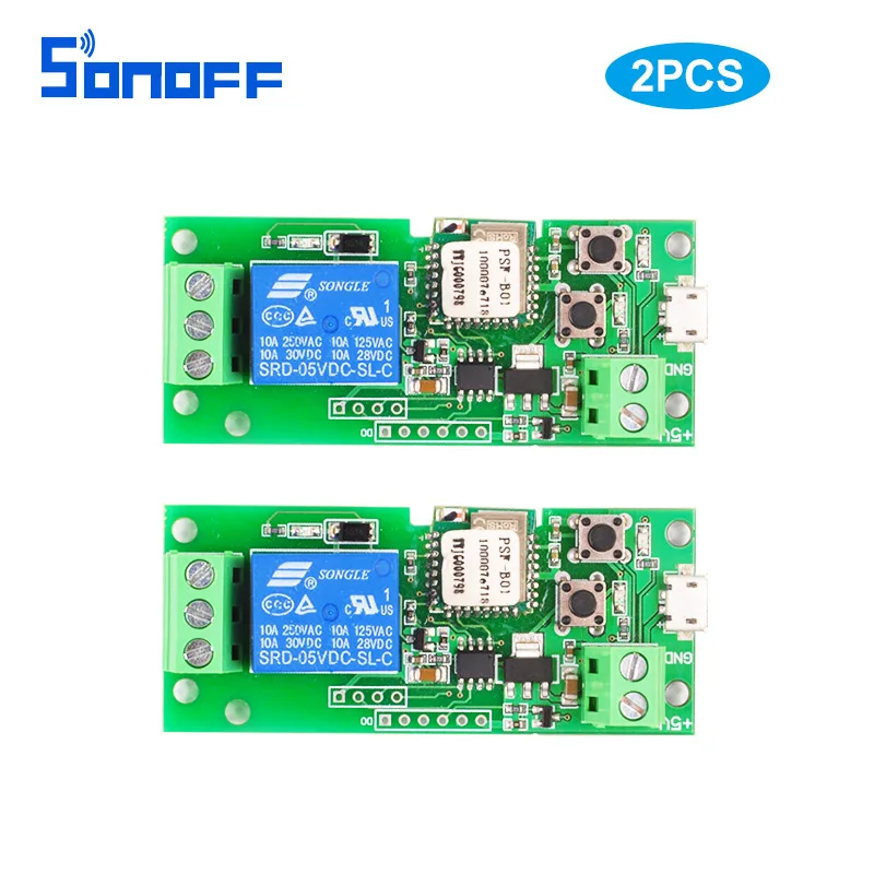 2 шт. DC 5 В sonoff Wi-Fi модуль коммутатора толчковой самоблокирующиеся беспроводного реле умный дом автоматизация для компьютера доступа