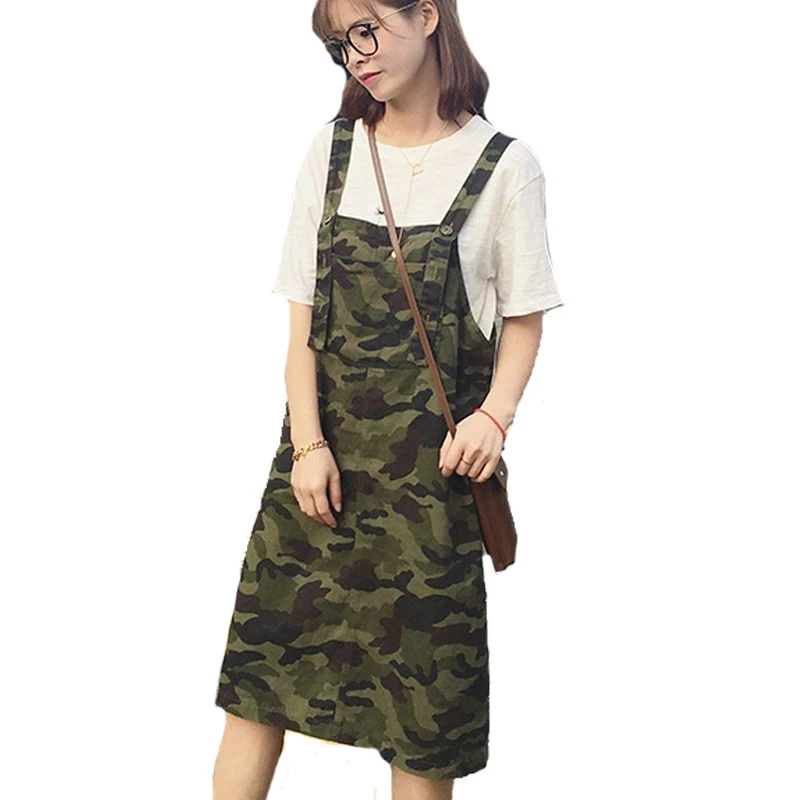 camo overall dress