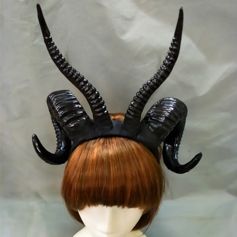 

Demon Evil Horn Headband Cosplay Handmade Accessory Gothic Lolita Cosplay Prop Headwear Halloween Black/Gold/Silver Color Horns