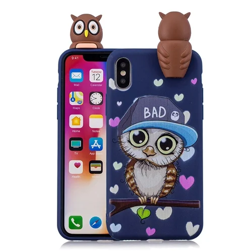 3D щит для iPhone 6 7 8 plus чехол панда Единорог коричневый медведь Сова мягкая оболочка телефона 5S 5 SE Coque X - Цвет: Blue Owl