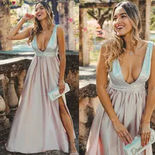 Розовая Румяна для выпускного вечера, длинные платья Ever Pretty EP07890, сексуальные платья с глубоким v-образным вырезом, с открытой спиной, сверкающие блестками, вечерние платья, платья для выпускного вечера