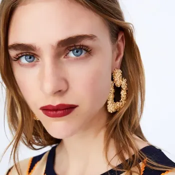 

Big Metal Drop Earrings for Women Gold Color Geometric Statement Earring Vintage Earing Fashion Punk Party Jewelry