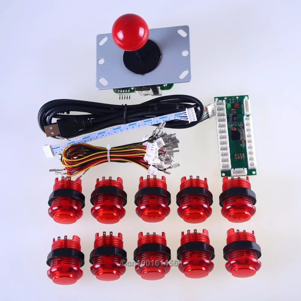 

Arcade DIY Bundle Kits Parts USB Encoder To LED Joystick & 10X LED Illuminated Push Buttons For MAME Multicade & Video Games DIY