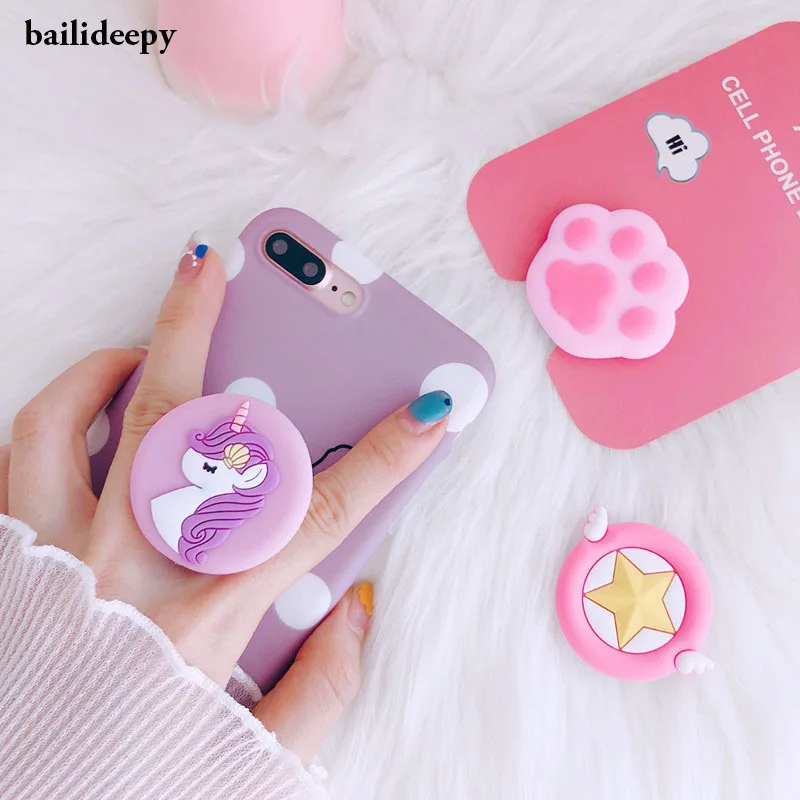 

Trendy air bag phone holder round stand styling unicorn silicone phone desktop stand ring women accessories popsocket phone grip