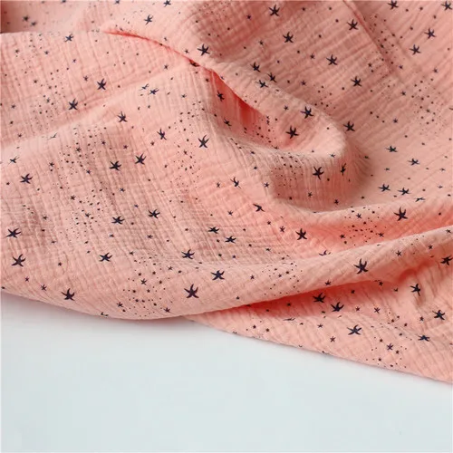 135 см X 50 см Высококачественная мягкая тонкая хлопковая ткань с двойной креповой текстурой в виде звезд, рубашка, платье, нижнее белье, ткань 160 г/м - Цвет: pink