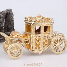 Crown Carriage Bejeweled Collectible Trinket Jewelry Box Carriage Cart Gift Crown Carriage Keepsake Trinket Pill Box Figurine