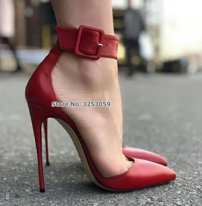ALMUDENA/Лидирующий бренд; пикантные красные матовые кожаные модельные туфли-лодочки; модельные туфли на квадратном каблуке с ремешком и пряжкой на щиколотке; модные туфли на каблуке в стиле знаменитостей