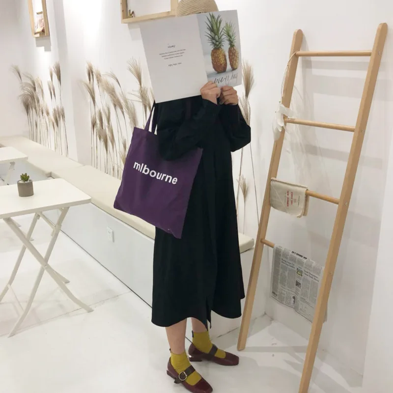 Youda 2019 Корейский простой стиль дамы одноцветная сумка Письмо печати колледж