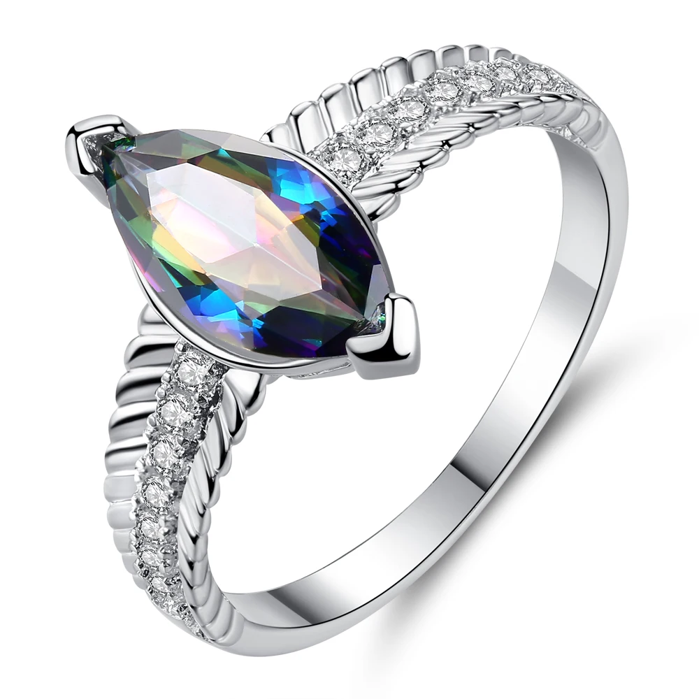 CiNily Created Rainbow Stone Zircon Silver Plated Wholesale New Sale for Women Jewelry Wedding Gift Ring Size 6-9 NJ88