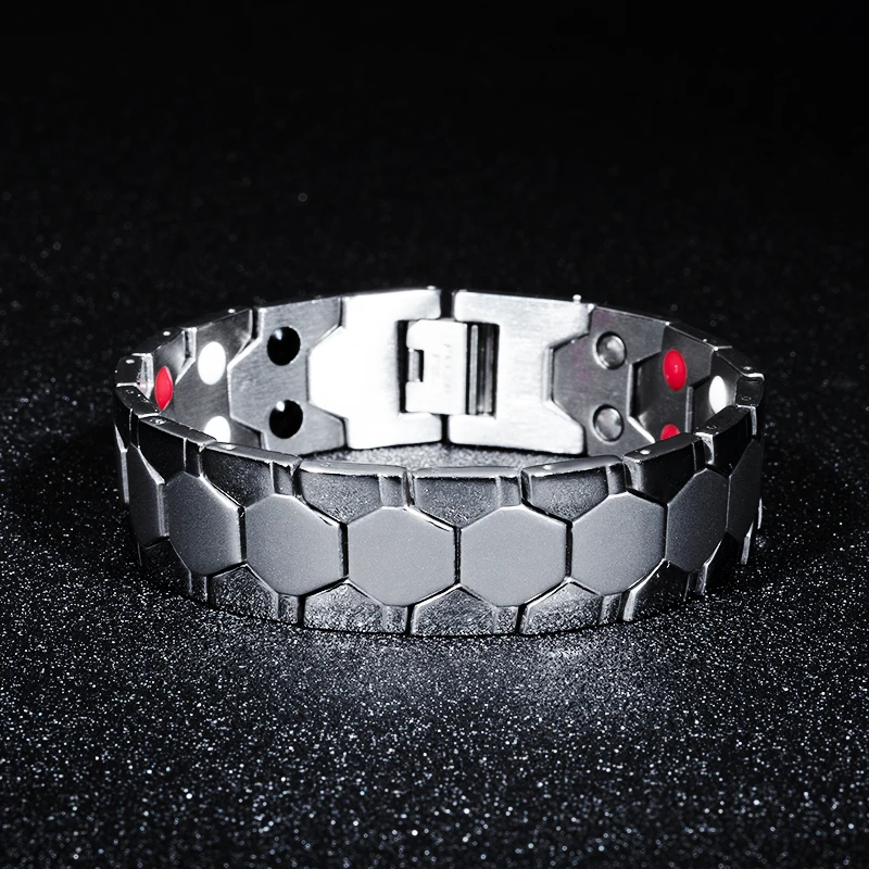 

7SEAS Energy Magnet Health Titanium Bracelets Magnetic Therapy Bangles Men Jewelry 7S002