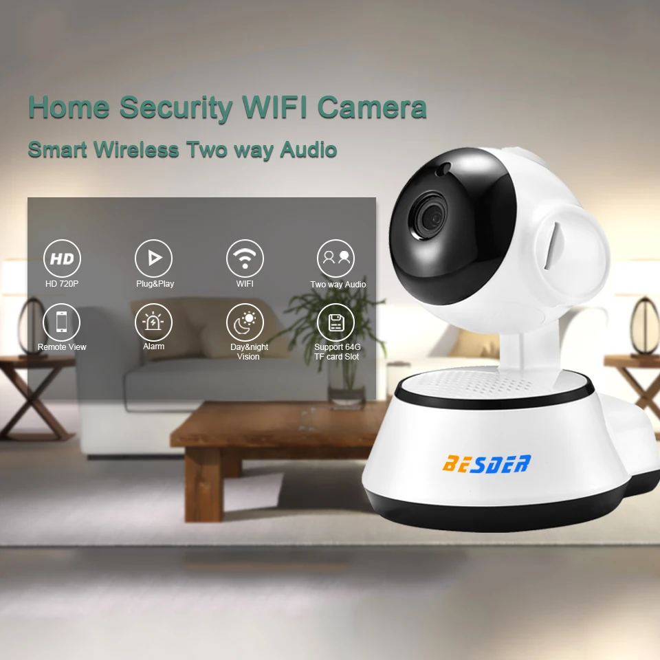 Online BESDER casa seguridad IP cámara inalámbrica WiFi Cámara WI FI grabación de Audio vigilancia bebé Monitor HD Mini cámara CCTV iCSee