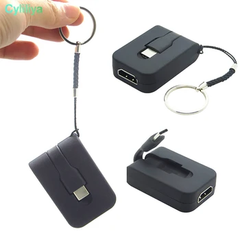 

100pcs Keychain USB 3.1 USB C Type C Male to HDMI 4K 30Hz Female Adapter Cable for MacBook Samsung S9 S8 Note 8 Huawei