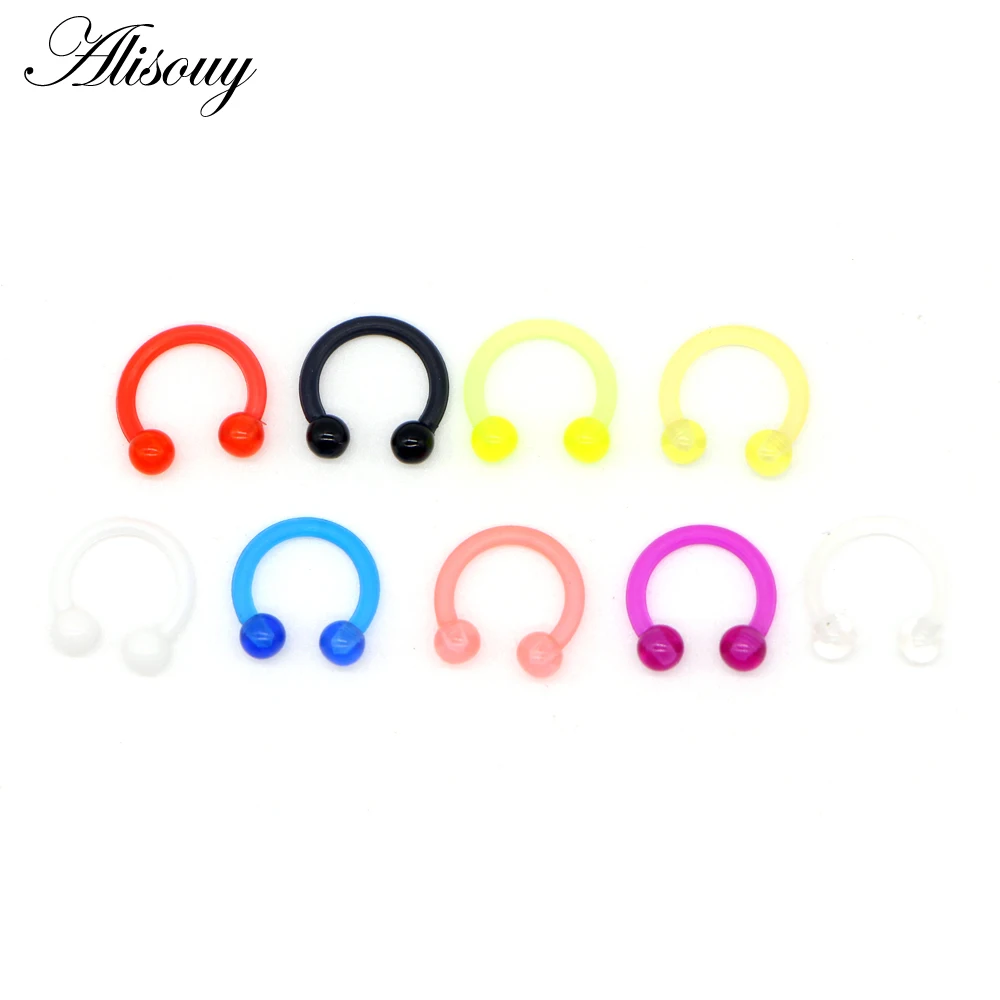 

Alisouy 1pcs Flexible Acrylic Nose Septum Ring Lip Nipple Eyebrow Lobe Rings Hoop Ear Piercings for Women Men Steel Body jewelry