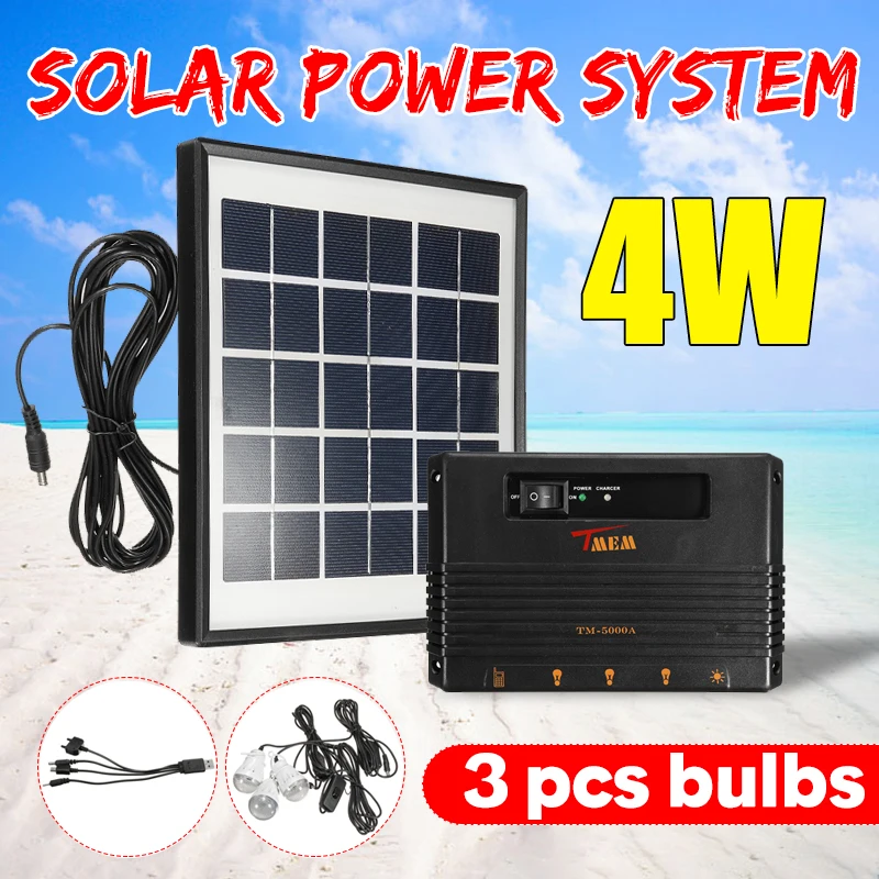

Portable Home Outdoor Solar Panel LED Light Lamp USB Charger Garden Lantern Emergency LED Generator System Kit