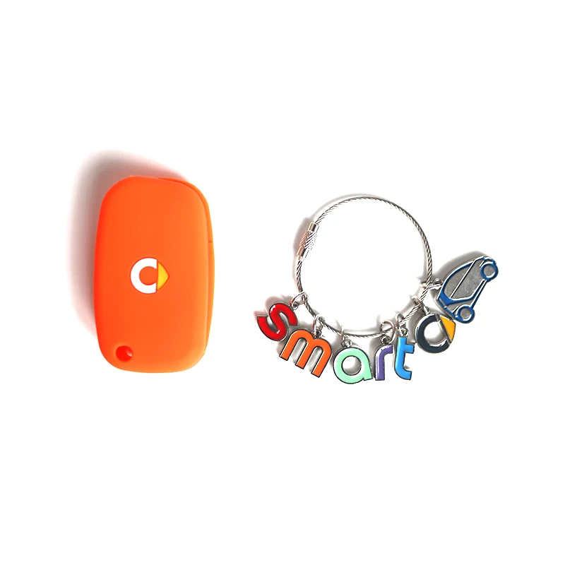 Car Key Bag Silicone protection Case For New Smart 453 Fortwo Forfour Keychain Button Key Remote Cover Styling Accessories - Название цвета: Orange-smart
